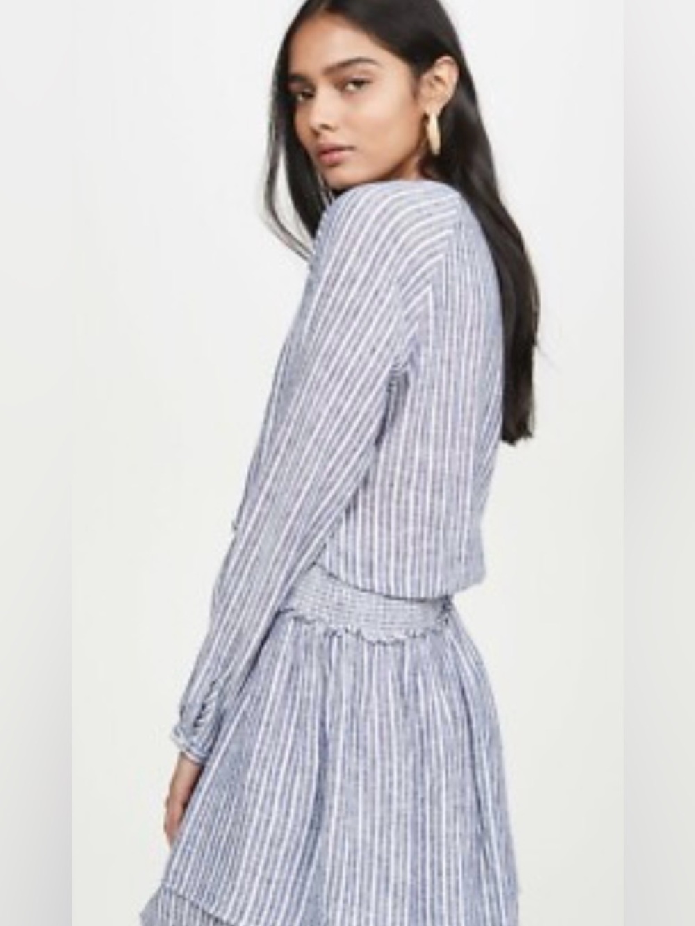 (NWT) Rails Jasmine Linen Dress Tibet Stripe In Gray And White Women’s S - Picture 3 of 10